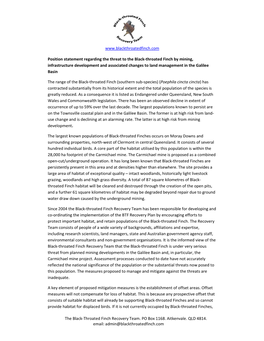 Black-Throated Finch Recovery Team Position Statement Galilee Basin