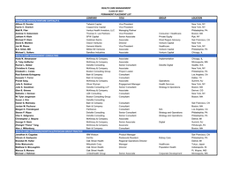 Health Care Management Class of 2017 Permanent Placement List Company Title Group Location Financial Services/Venture Capital/P.E