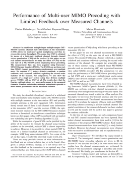 Performance of Multi-User MIMO Precoding with Limited Feedback Over Measured Channels