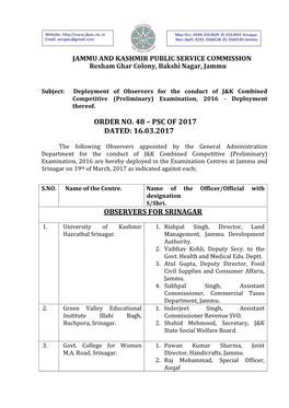 16.03.2017 Observers for Srinagar