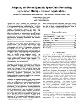 Adapting the Reconfigurable Spacecube Processing