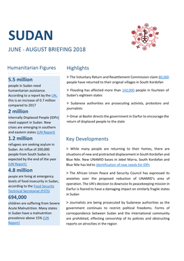 Sudan June - August Briefing 2018