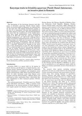 Karyotype Traits in Grindelia Squarrosa (Pursh) Dunal (Asteraceae), an Invasive Plant in Romania