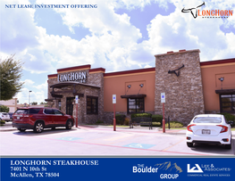 LONGHORN STEAKHOUSE 7401 N 10Th St Mcallen, TX 78504 TABLE of CONTENTS