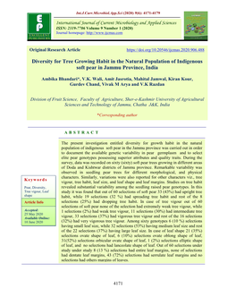 Diversity for Tree Growing Habit in the Natural Population of Indigenous Soft Pear in Jammu Province, India