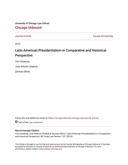 Latin American Presidentialism in Comparative and Historical Perspective