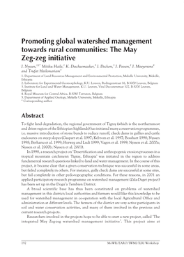 Promoting Global Watershed Management Towards Rural Communities: the May Zeg-Zeg Initiative J