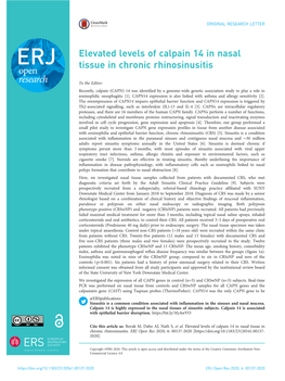 Elevated Levels of Calpain 14 in Nasal Tissue in Chronic Rhinosinusitis