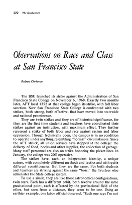 Observations on Race and Class at San Francisco State
