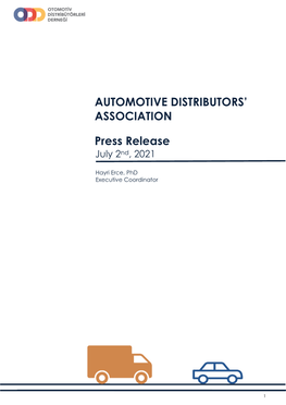 AUTOMOTIVE DISTRIBUTORS' ASSOCIATION Press Release