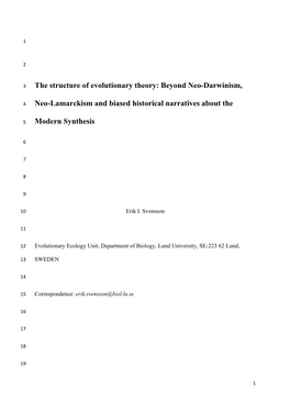 The Structure of Evolutionary Theory: Beyond Neo-Darwinism, Neo