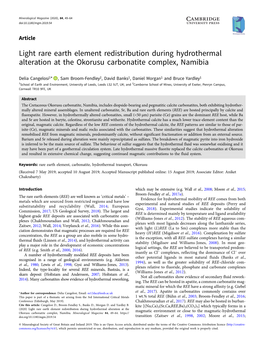 Light Rare Earth Element Redistribution During Hydrothermal Alteration at the Okorusu Carbonatite Complex, Namibia