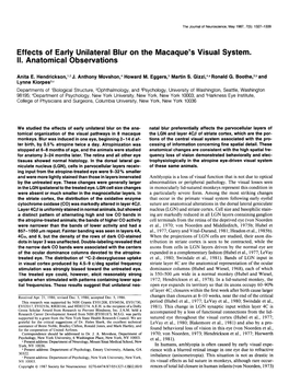 Effects of Early Unilateral Blur on the Macaque's Visual System. II