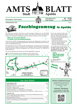 Amtsblatt Nr. 01/20 Vom 12. Februar 2020