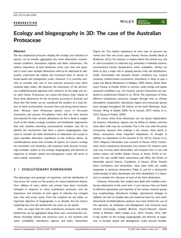 Ecology and Biogeography in 3D: the Case of the Australian Proteaceae
