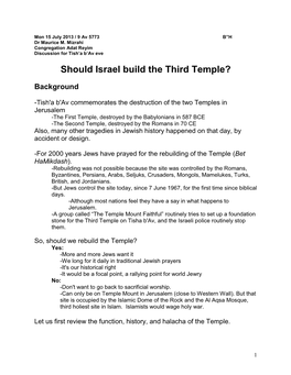 Should Israel Build the Third Temple?