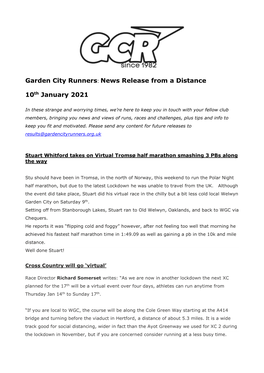 News Release from a Distance 10Th January 2021