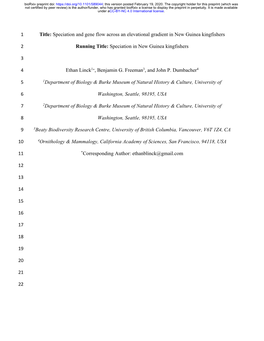 Speciation and Gene Flow Across an Elevational Gradient in New Guinea Kingfishers