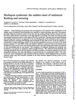 The Sudden Onset of Unilateral Flushing and Sweating