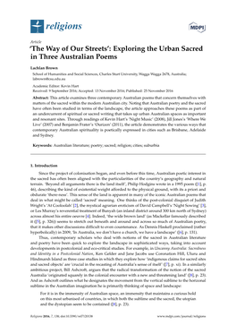 Exploring the Urban Sacred in Three Australian Poems