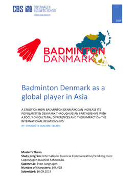 Badminton Denmark As a Global Player in Asia