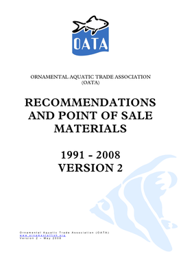 Recommendations and Point of Sale Materials 1991-2005 Version 1