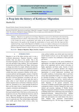 A Peep Into the History of Kottiyoor Migration Sheeba.P.K