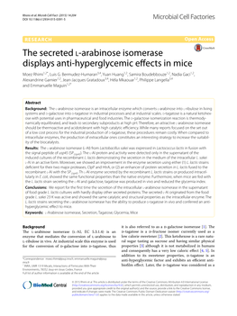 The Secreted L-Arabinose Isomerase Displays Anti-Hyperglycemic Effects