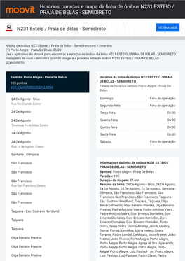 Horários, Paradas E Mapa Da Linha De Ônibus N231 ESTEIO / PRAIA DE BELAS - SEMIDIRETO