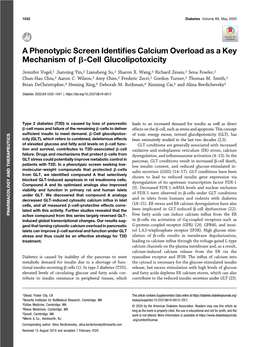 A Phenotypic Screen Identifies Calcium Overload As a Key