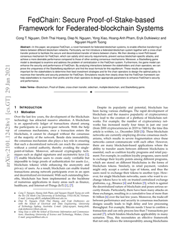 Fedchain: Secure Proof-Of-Stake-Based Framework for Federated-Blockchain Systems