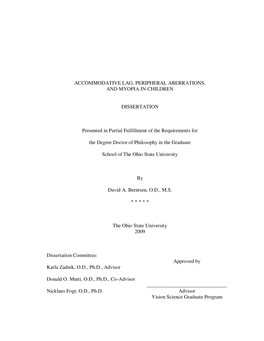 Accommodative Lag, Peripheral Aberrations, and Myopia in Children