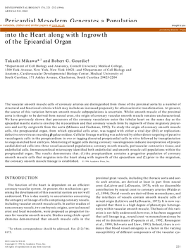 Pericardial Mesoderm Generates a Population of Coronary Smooth