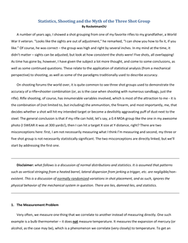 Statistics, Shooting and the Myth of the Three Shot Group by Rocketmanou