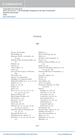 Cambridge University Press 978-1-107-60110-9 — the Cambridge Companion to the Age of Constantine Edited by Noel Lenski Index More Information
