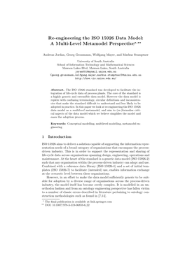 Re-Engineering the ISO 15926 Data Model: a Multi-Level Metamodel Perspective⋆,⋆⋆