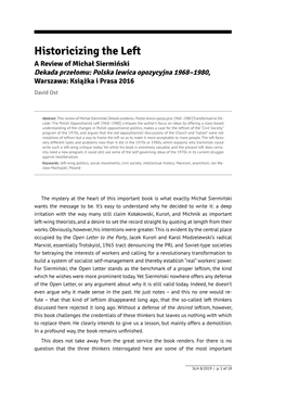 Historicizing the Left. a Review of Michał Siermiński Dekada Przełomu