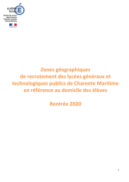 Zones Géographiques De Recrutement Des Lycées Généraux Et Technologiques Publics De Charente Maritime En Référence Au Domicile Des Élèves