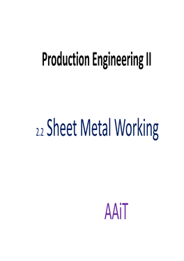 Sheet Metal Working