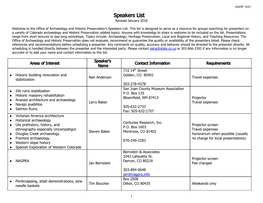 Speakers List Revised January 2018