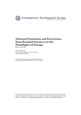 National Promotion and Eurovision: from Besieged Sarajevo to the Floodlights of Europe Research Article