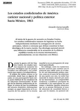 Los Estados Confederados De America: Caracter Nacional Y Politica Exterior Haciamexico, 1861