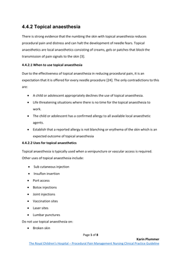 4.4.2 Topical Anaesthesia