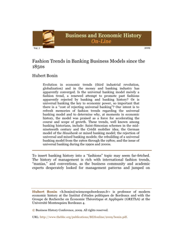 Fashion About European Banking Business Models, from the 1850S Till Today