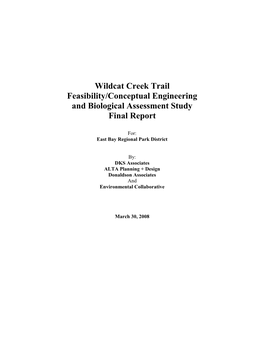 Wildcat Creek Trail Study Final Report