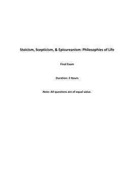 Stoicism, Scepticism, & Epicureanism