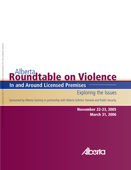 Alberta Roundtable on Violence in and Around Licensed Premises
