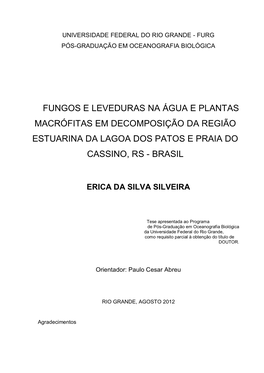 Fungos E Leveduras Na Água E Plantas Macrófitas Em Decomposição Da Região Estuarina Da Lagoa Dos Patos E Praia Do Cassino, Rs - Brasil