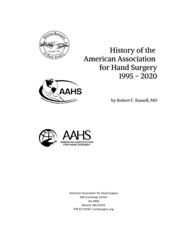 History of the American Association for Hand Surgery, Published in 1995