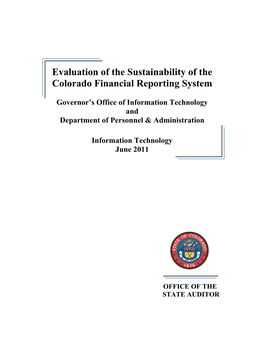 Evaluation of the Sustainability of the Colorado Financial Reporting System